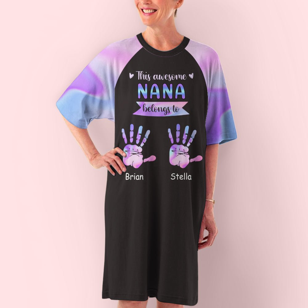 Awesome Grandma With Hands - Personalized Custom 3/4 Sleeve Dress