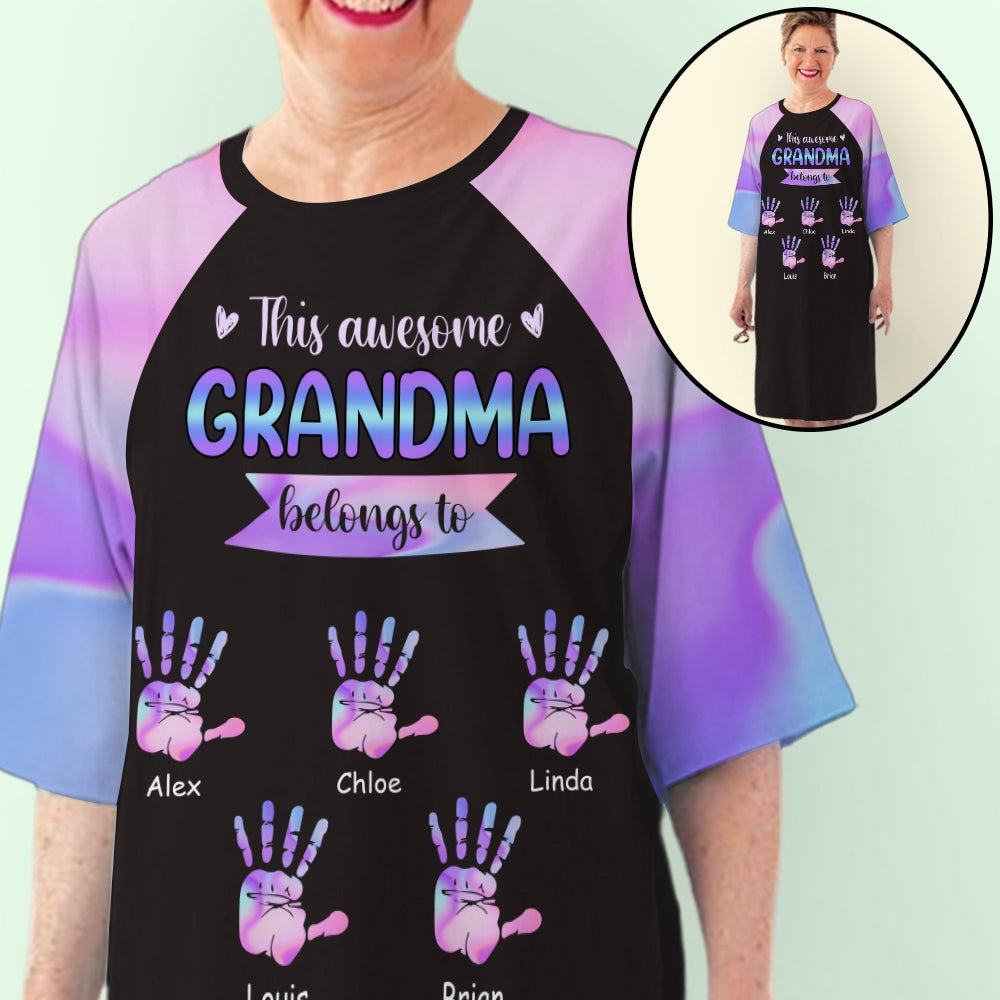 Awesome Grandma With Hands - Personalized Custom 3/4 Sleeve Dress