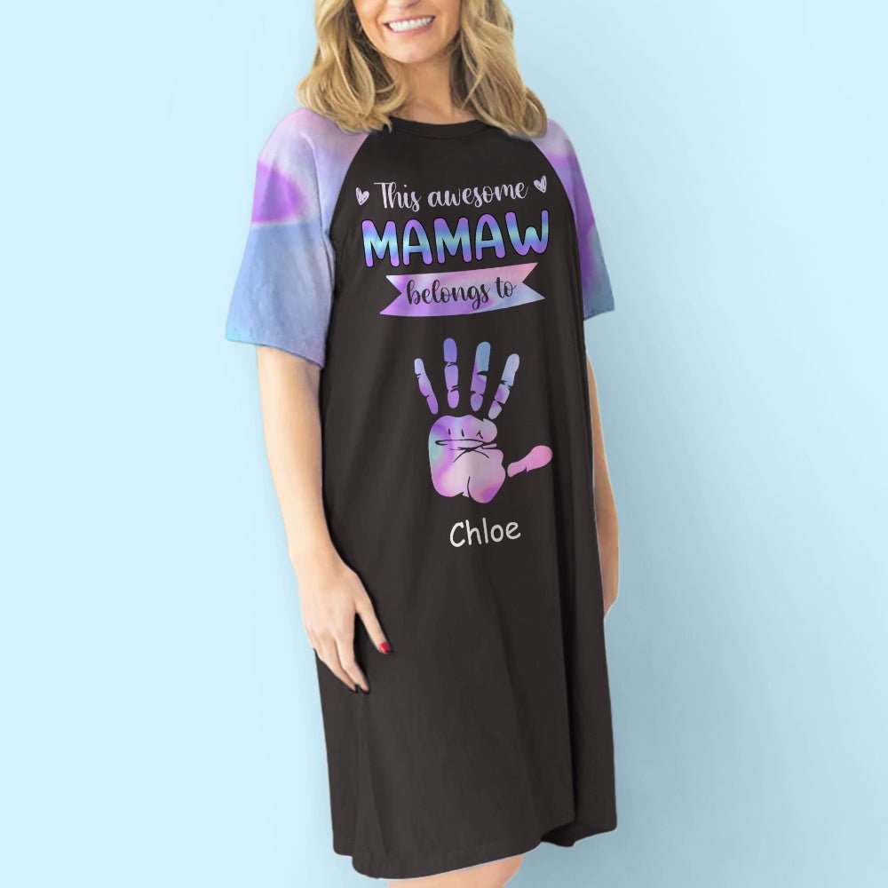 Awesome Grandma With Hands - Personalized Custom 3/4 Sleeve Dress