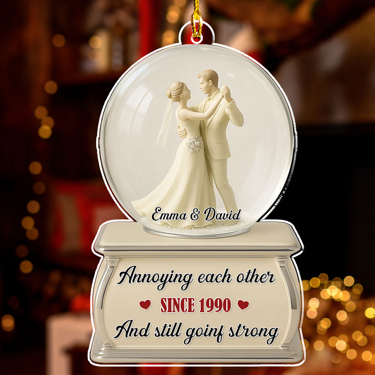 Dancing Couple Snow Globe - Personalized Custom Acrylic Ornament