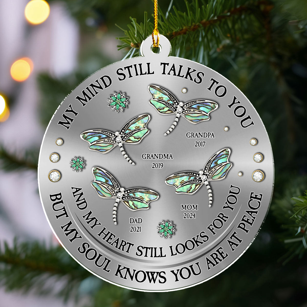 Dragonfly My Mind My Heart My Soul Version 2 - Personalized Custom Acrylic Ornament