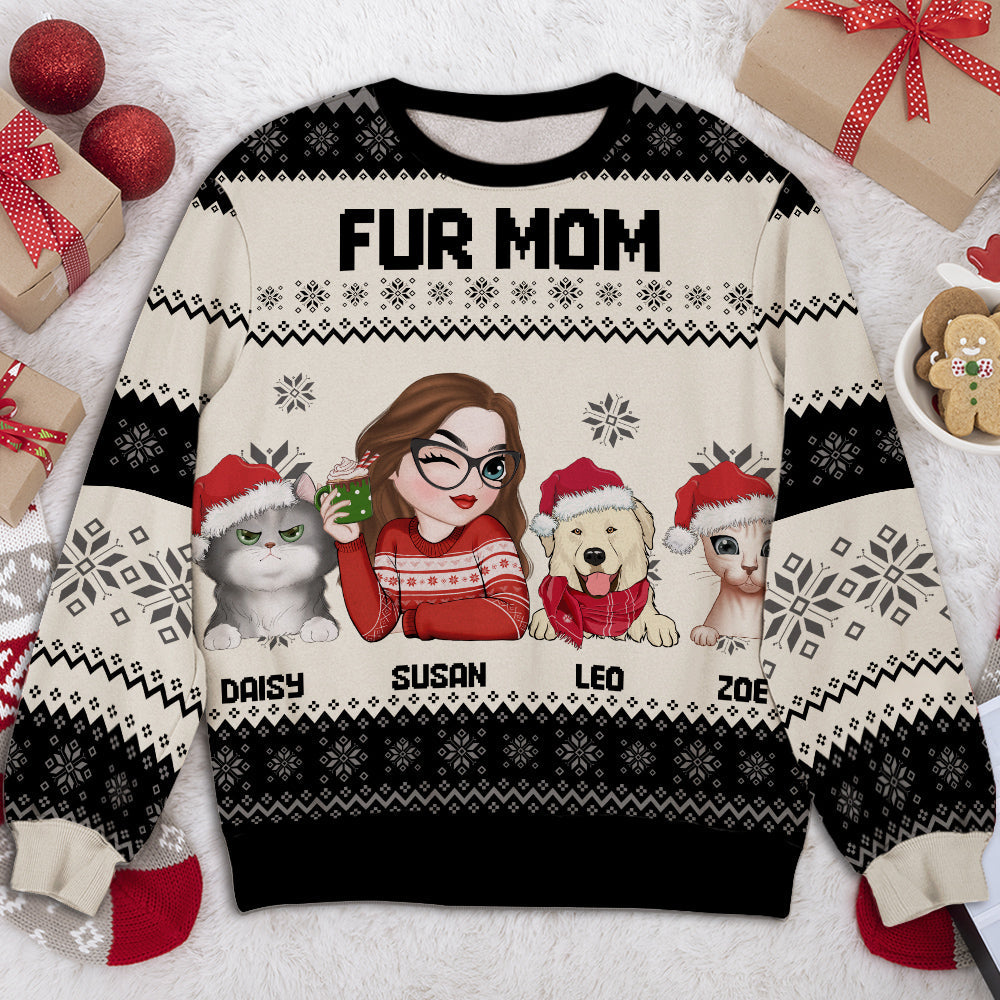 Fur Mom Christmas - Personalized Custom All-Over-Print Sweatshirt