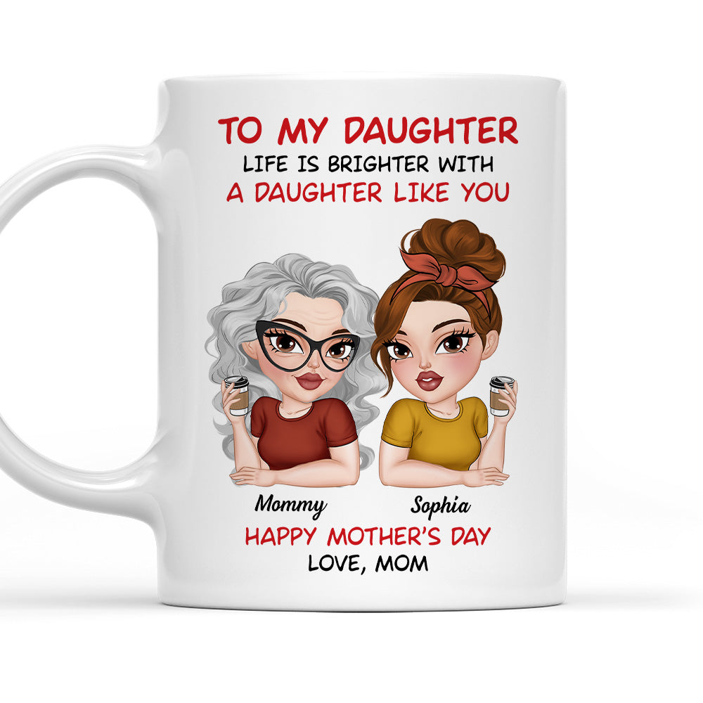 Life Shines With Amazing Daughters - Personalized Custom Coffee Mug
