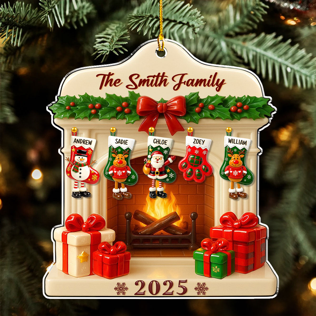 Jolly Stockings Hanging - Personalized Custom Acrylic Ornament