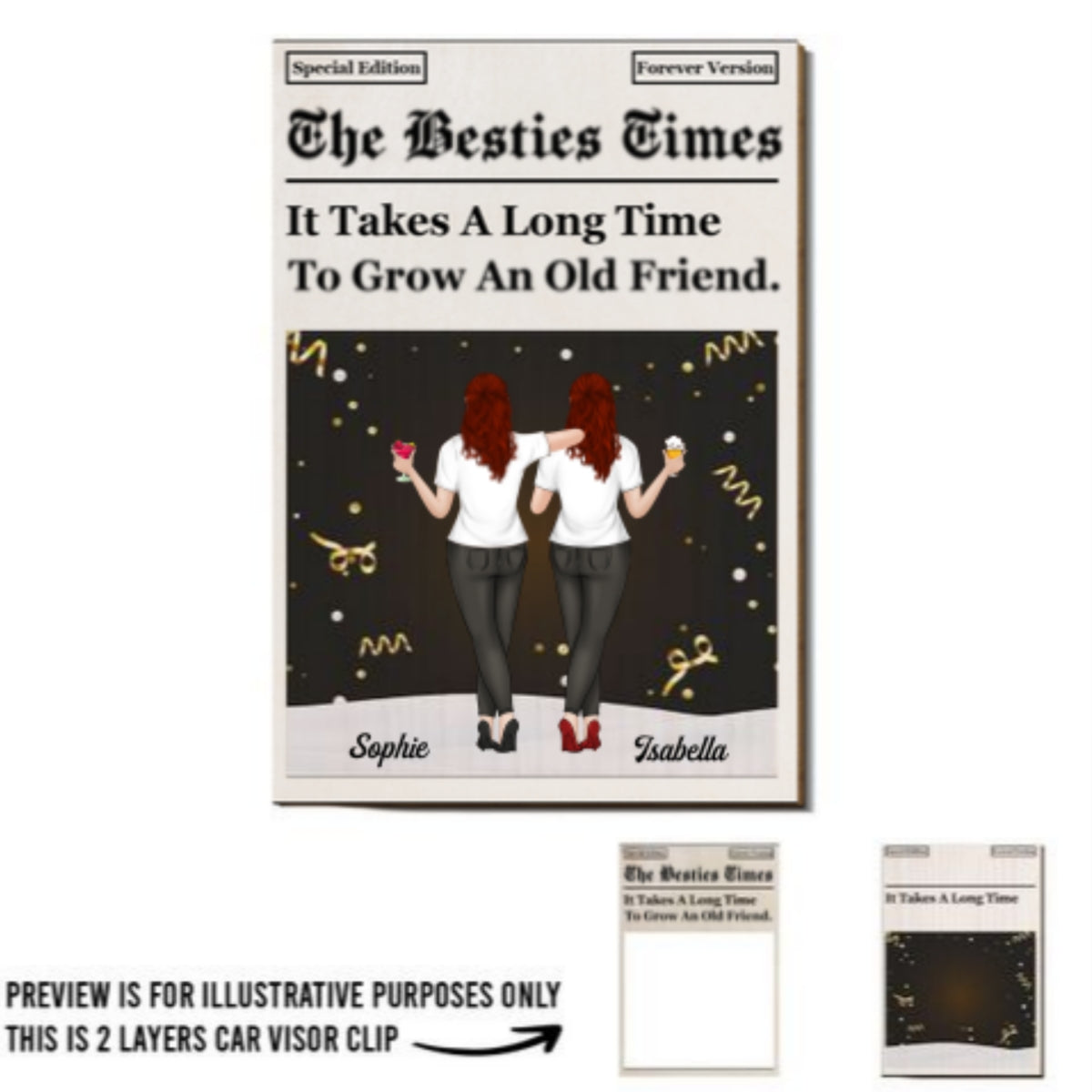 The Besties Times - Personalized Custom Car Visor Clip