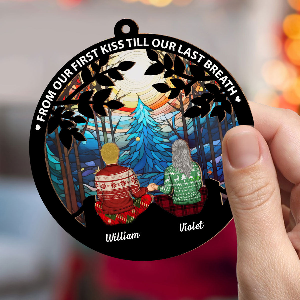 I Love You To The Moon And Back - Personalized Custom Suncatcher Ornament