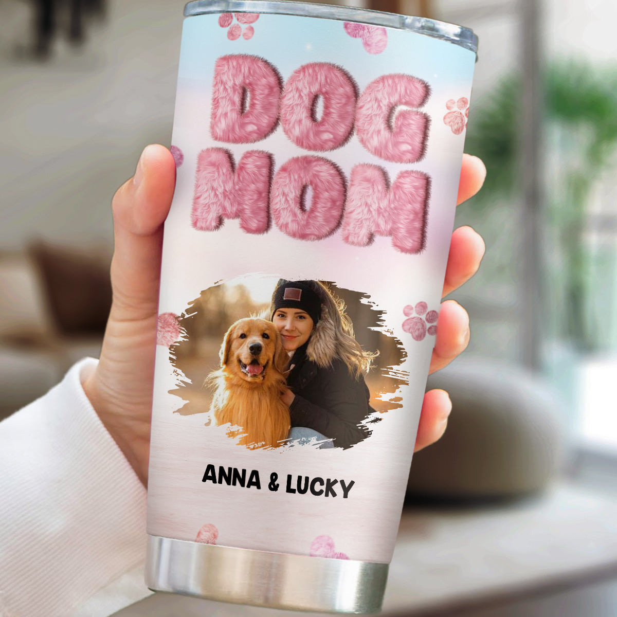 Fluffy Dog Mom Photo - Personalized Custom Tumbler