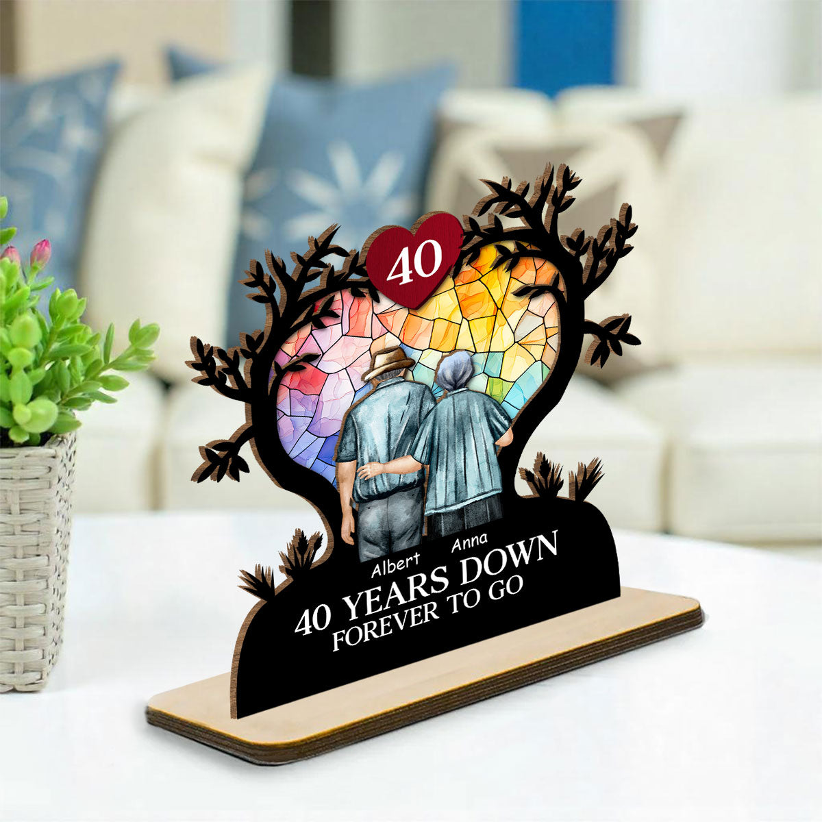 Endless Love - Personalized Custom 2-Layer Wood Plaque With Flat Base