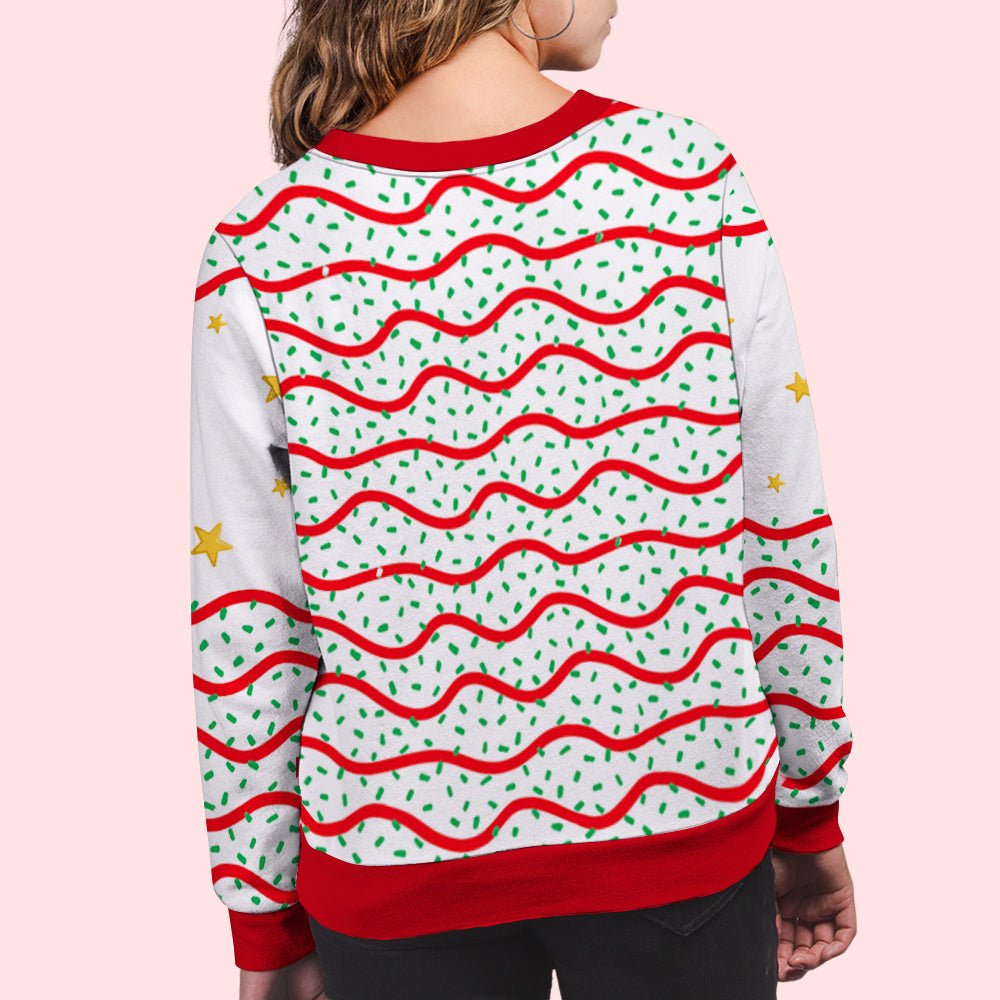 Grandma Christmas Tree Cake - Personalized Custom All-Over-Print Sweatshirt