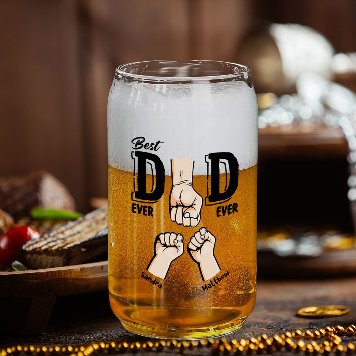 Best Dad Ever - Personalized Custom Beer Can Glass