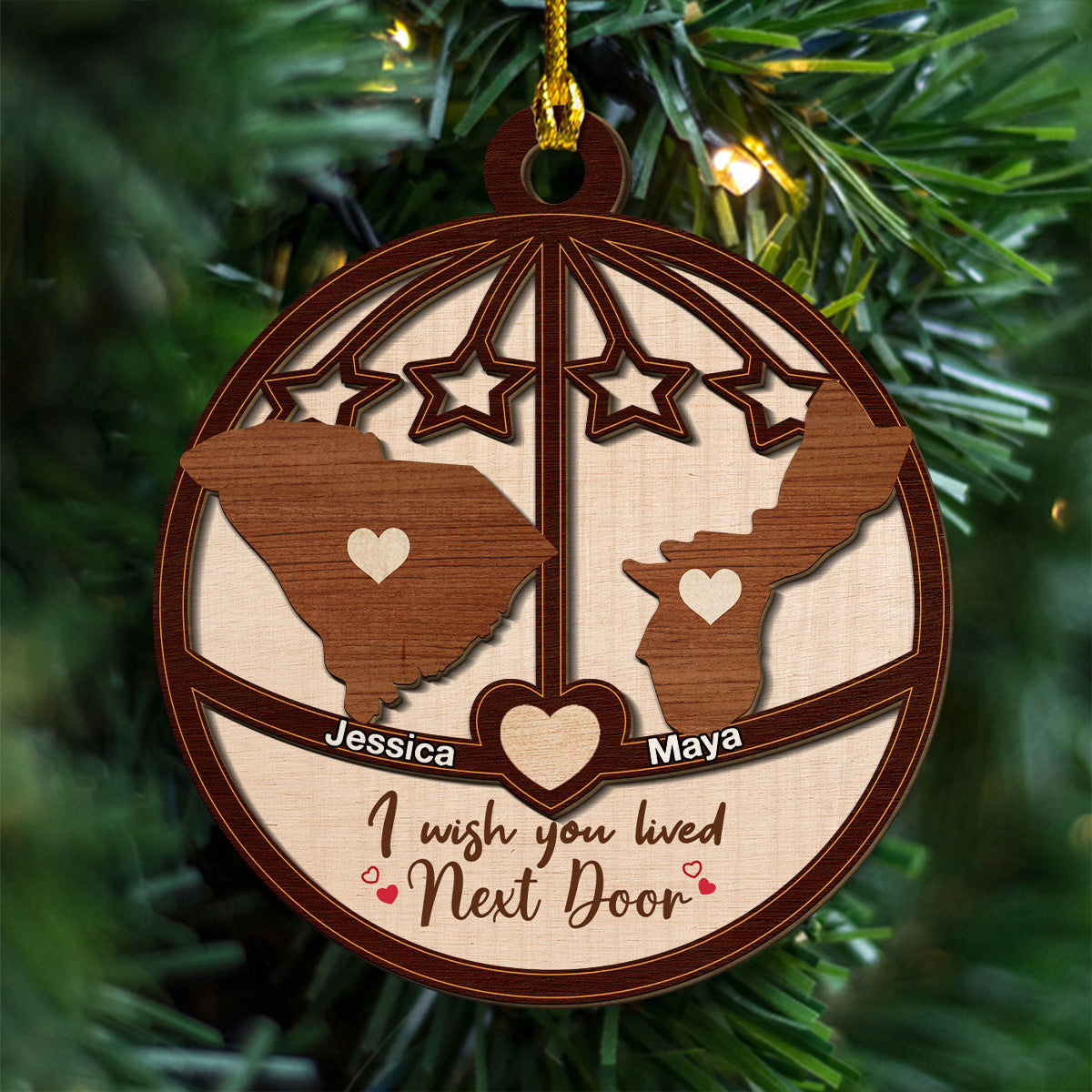 Friendship Without Limits - Personalized Custom 2-Layered Wood Ornament