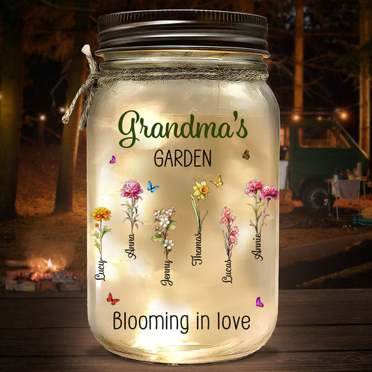 Grandma Garden Is Grown With Seeds Of Love - Personalized Custom Mason Jar Light
