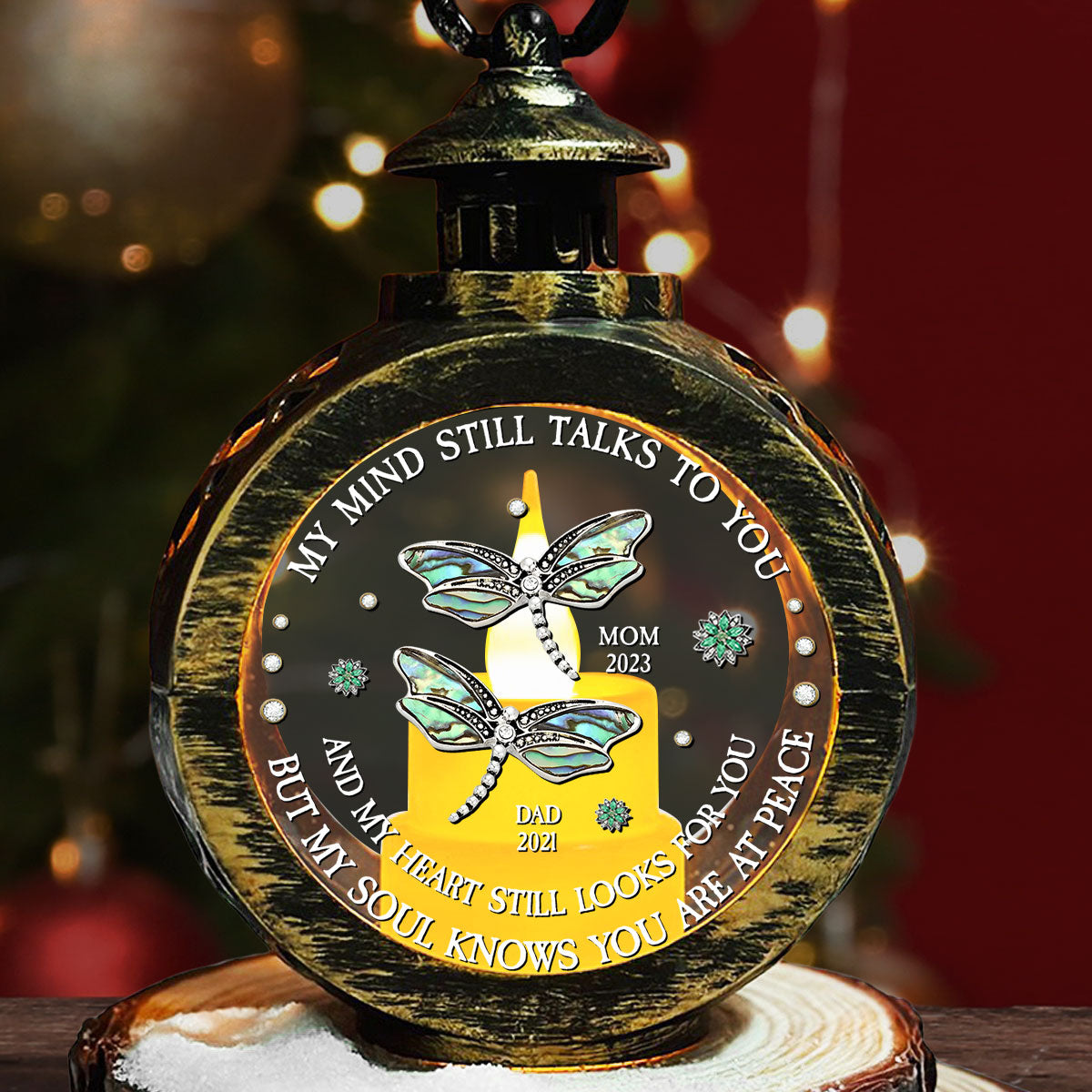 Dragonfly My Mind My Heart My Soul - Personalized Custom Christmas Lantern