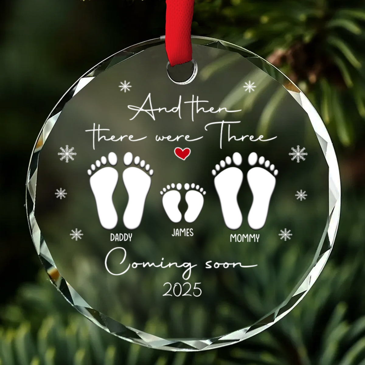 A Little One On Way - Personalized Custom Glass Ornament