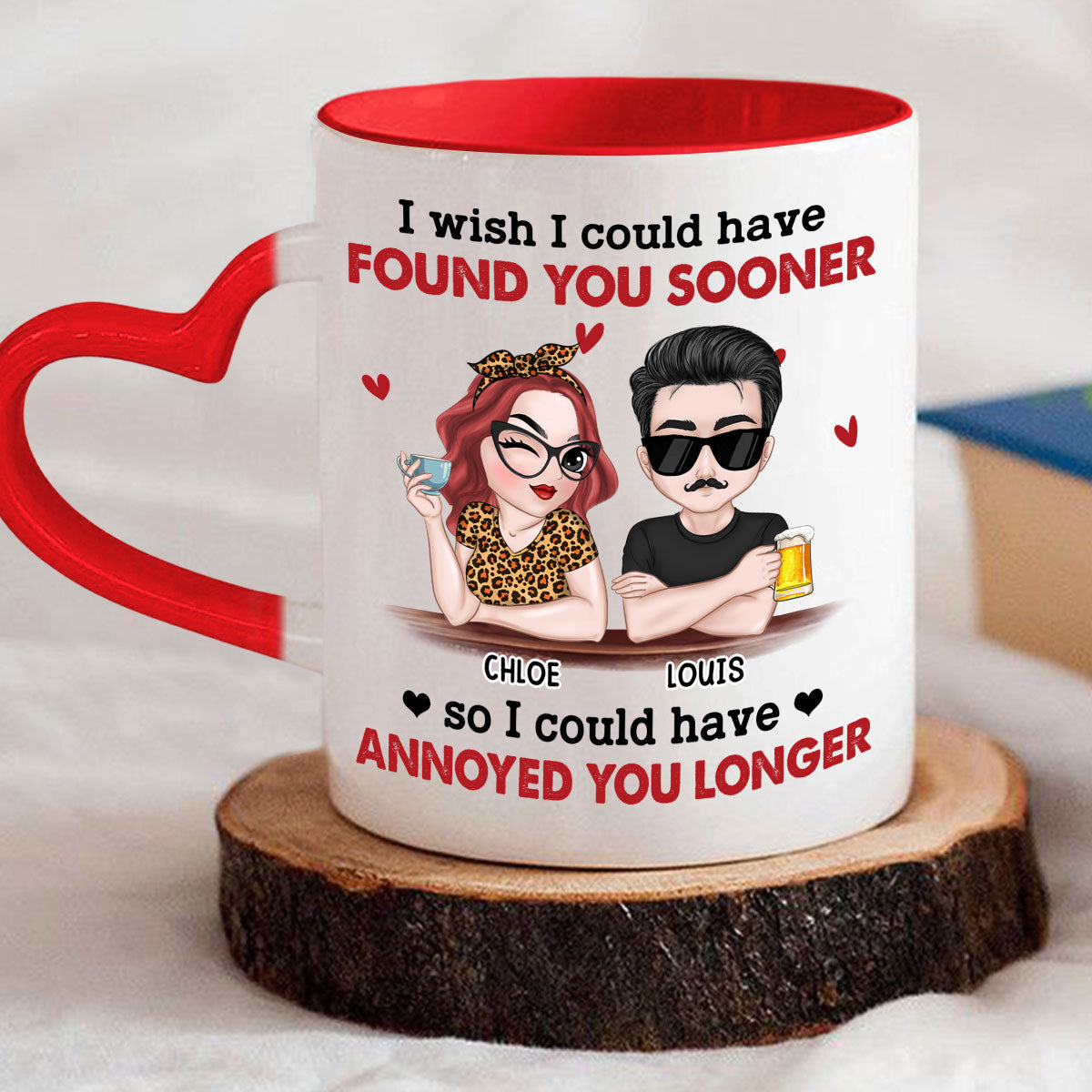I Wish I Could - Personalized Custom Heart Handle Mug