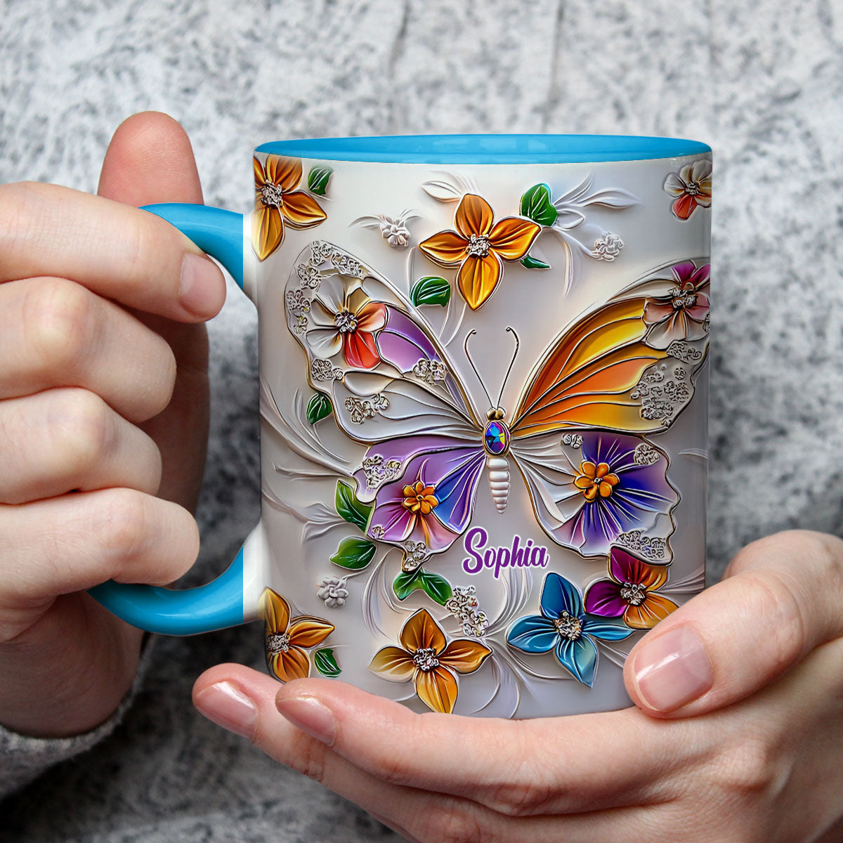 Stunning Butterfly - Personalized Custom 3D Inflated Effect Accent Mug