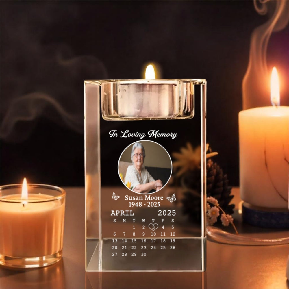 In My Memory - Personalized Custom Crystal Candle Holder