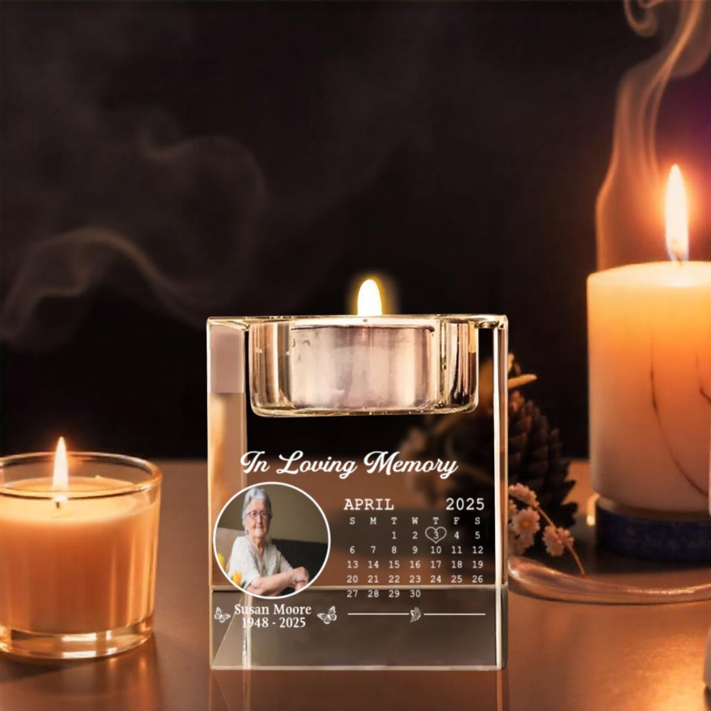 In My Memory - Personalized Custom Crystal Candle Holder