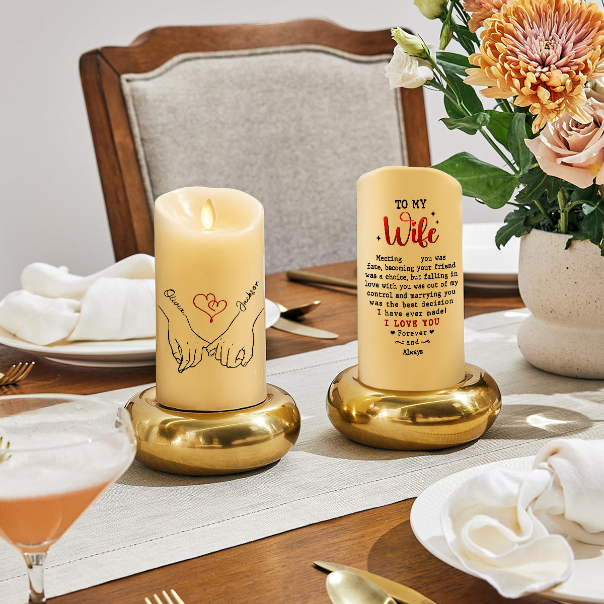 To My Wife I Love You Forever And Always - Personalized Custom LED Candle