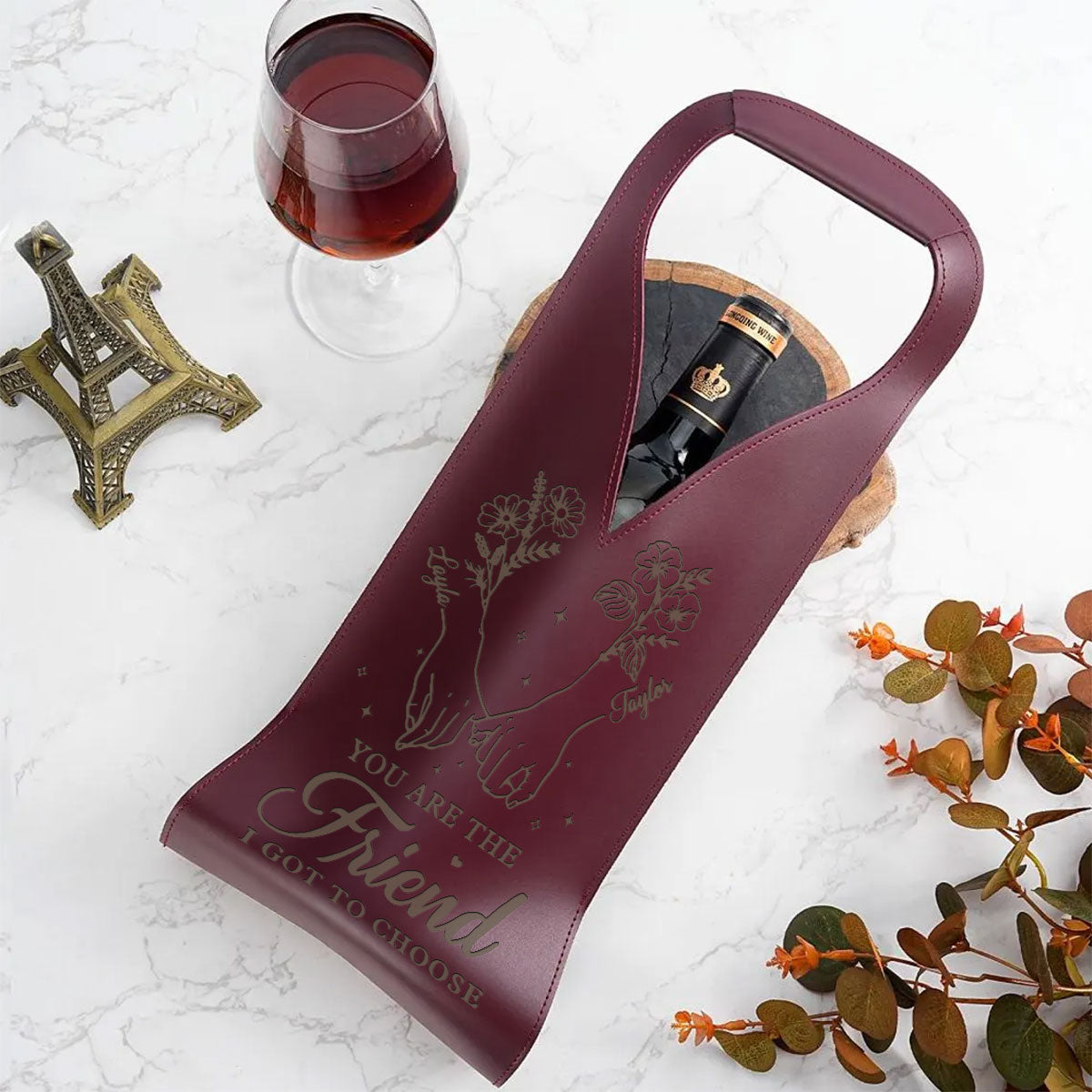 I Got To Choose - Personalized Custom Engraved Leather Wine Bag