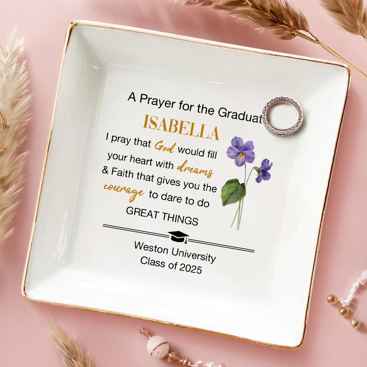 A Prayer For The Graduate - Personalized Custom Jewelry Dish
