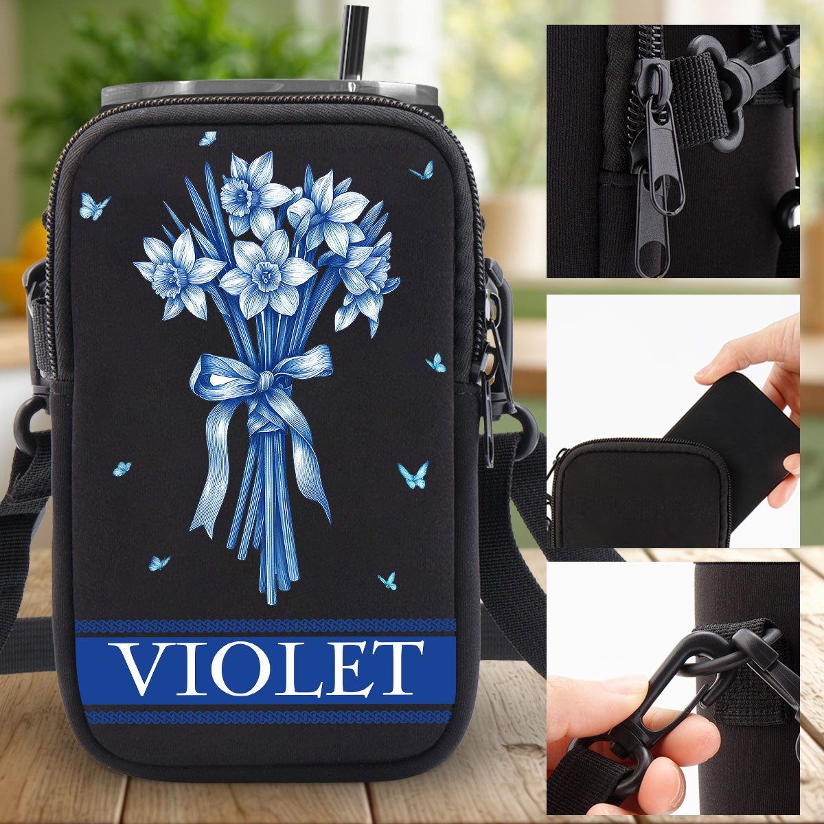 Grandma Love Grow Here - Personalized Custom Water Bottle Carrier Bag