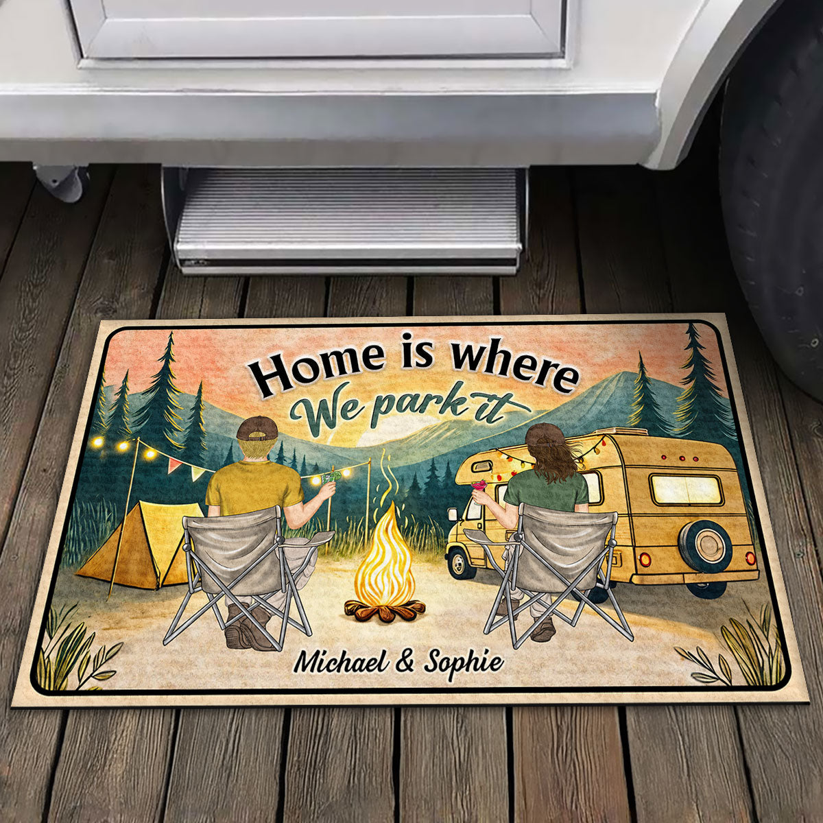Home Is Where We Park It - Personalized Custom Doormat