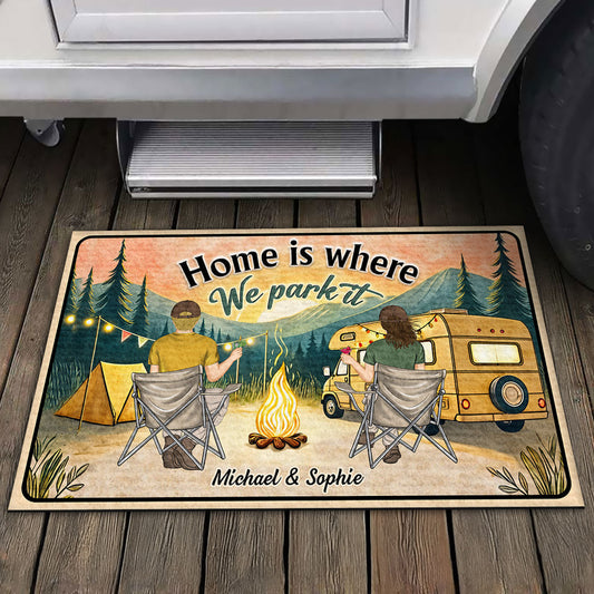 Home Is Where We Park It - Personalized Custom Doormat