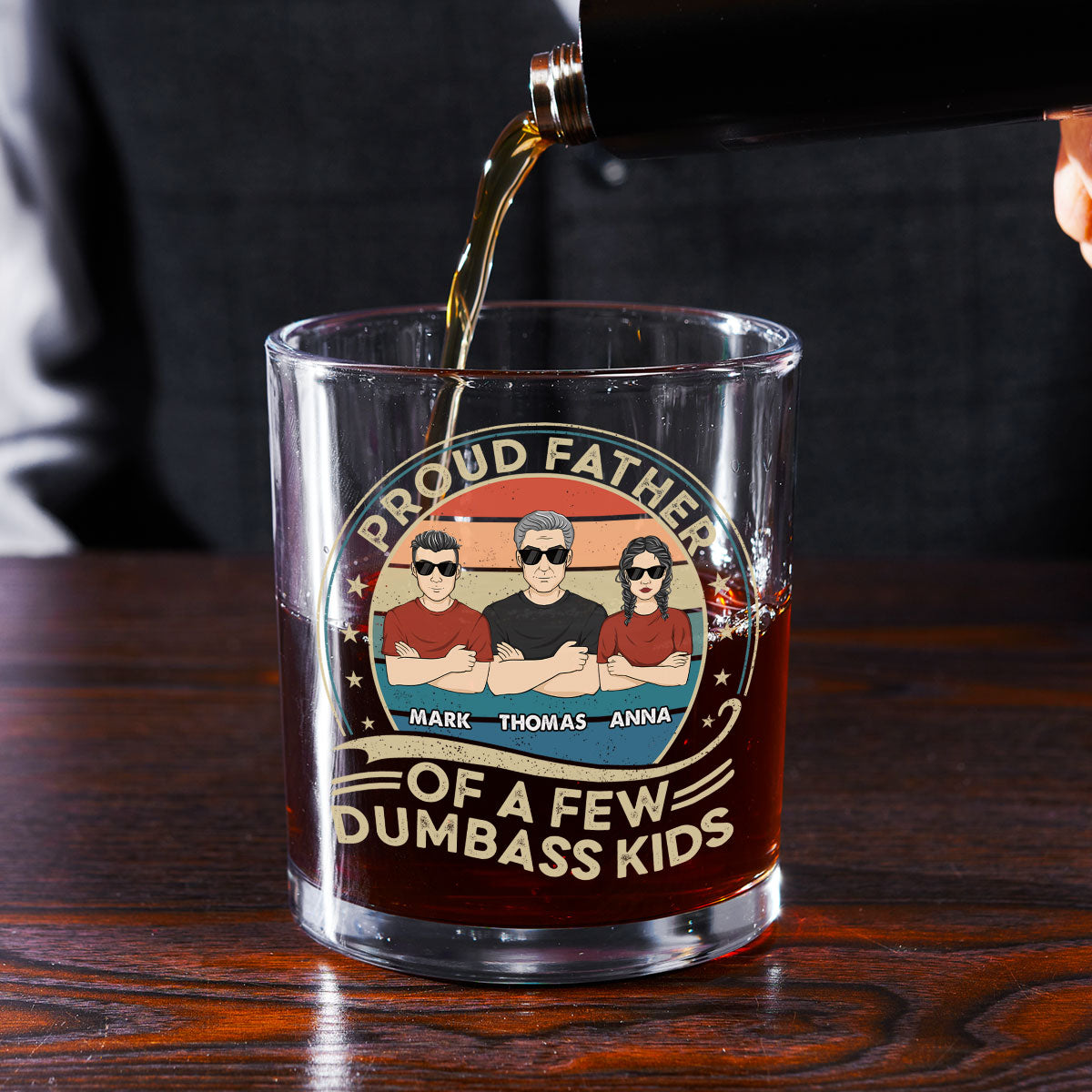 Proud Father Of A Few Kids - Personalized Custom Whiskey Glass