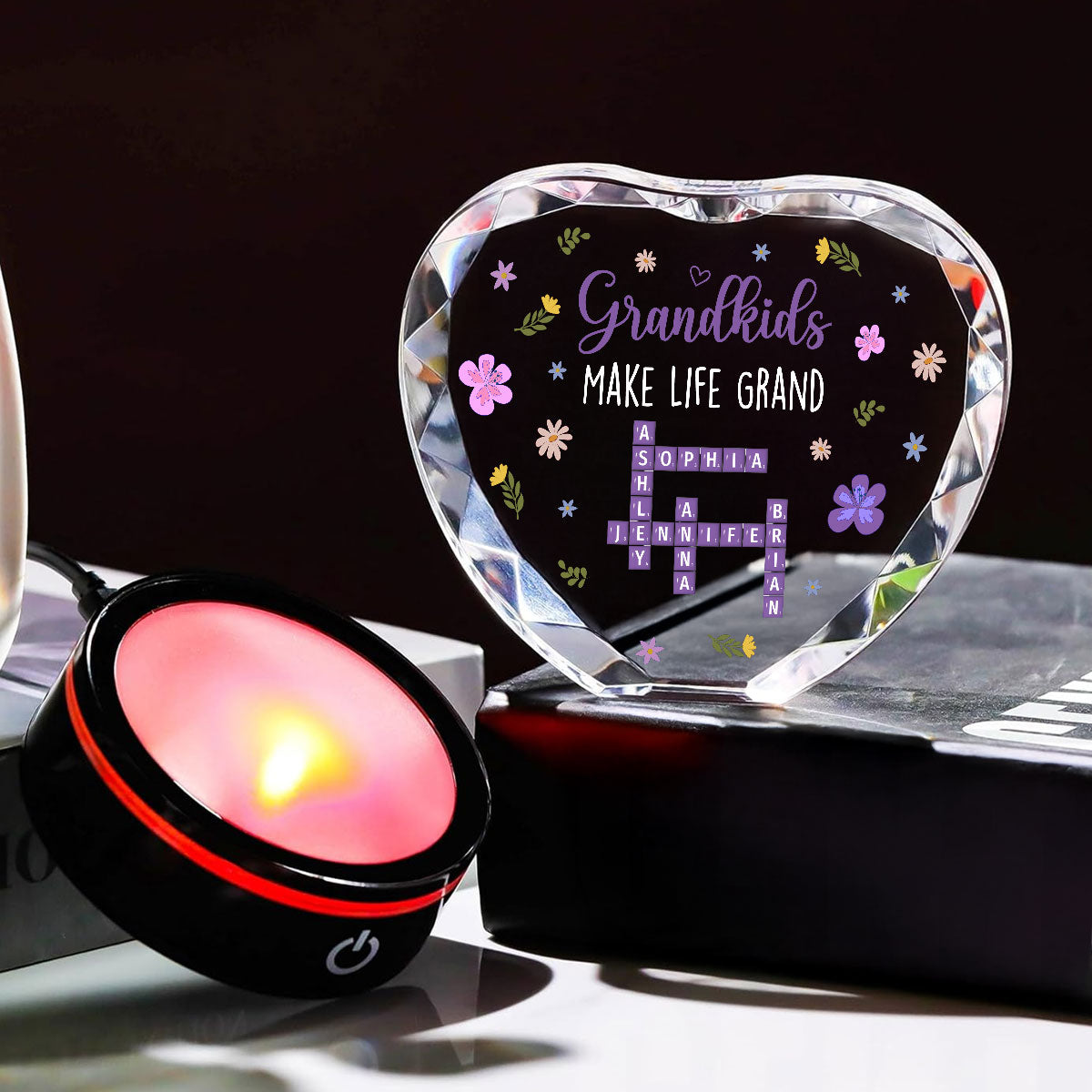 Grandkids Make Life Grand Crossword - Personalized Custom Crystal Led Light
