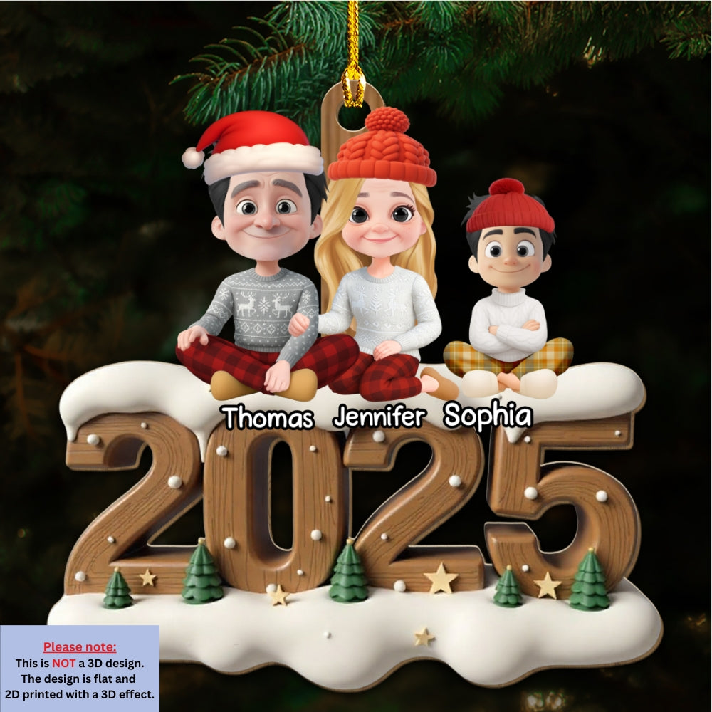 Our Family Now Onwards - Personalized Custom 3D Effect Wood Ornament