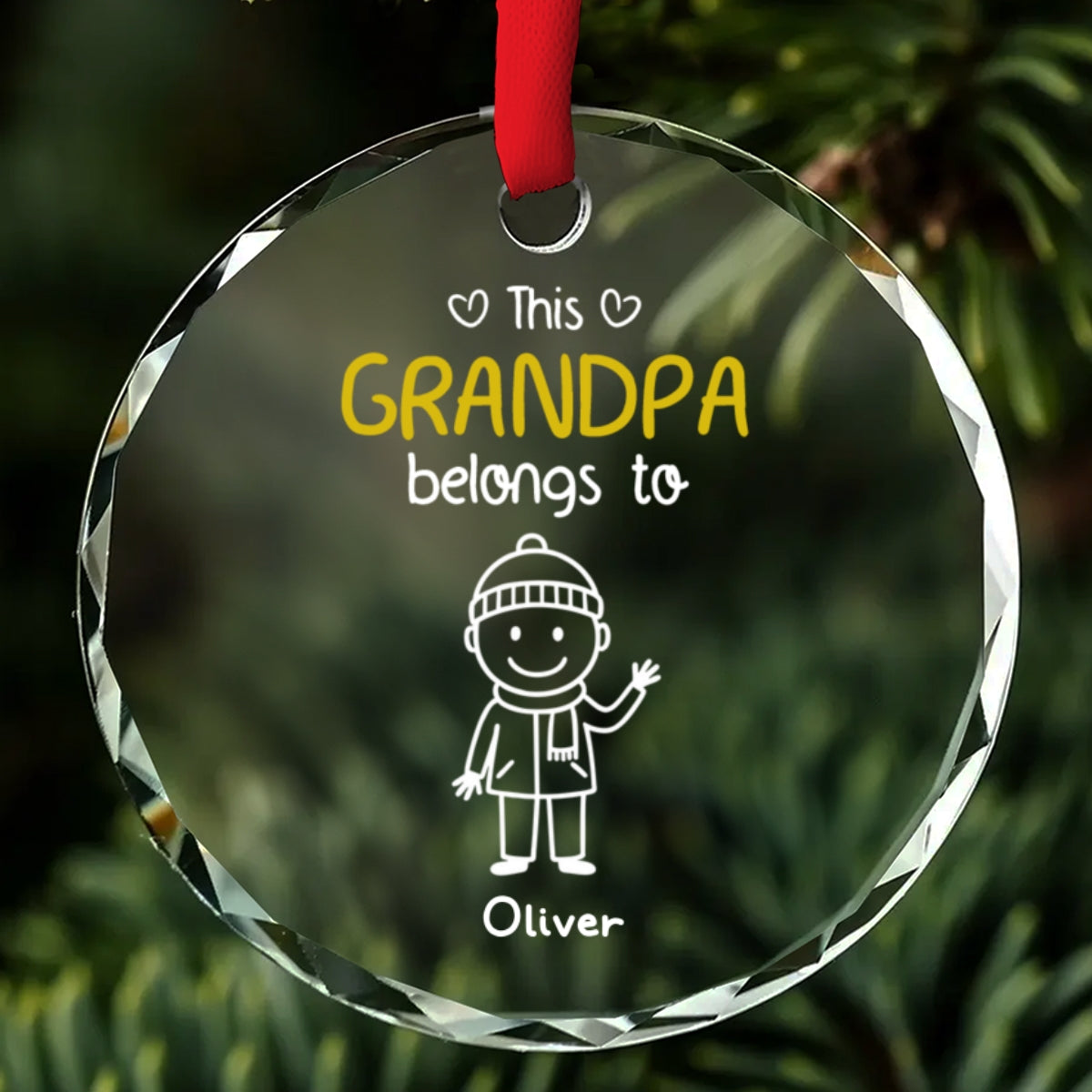 Cherished By His Little Reindeer - Personalized Custom Glass Ornament