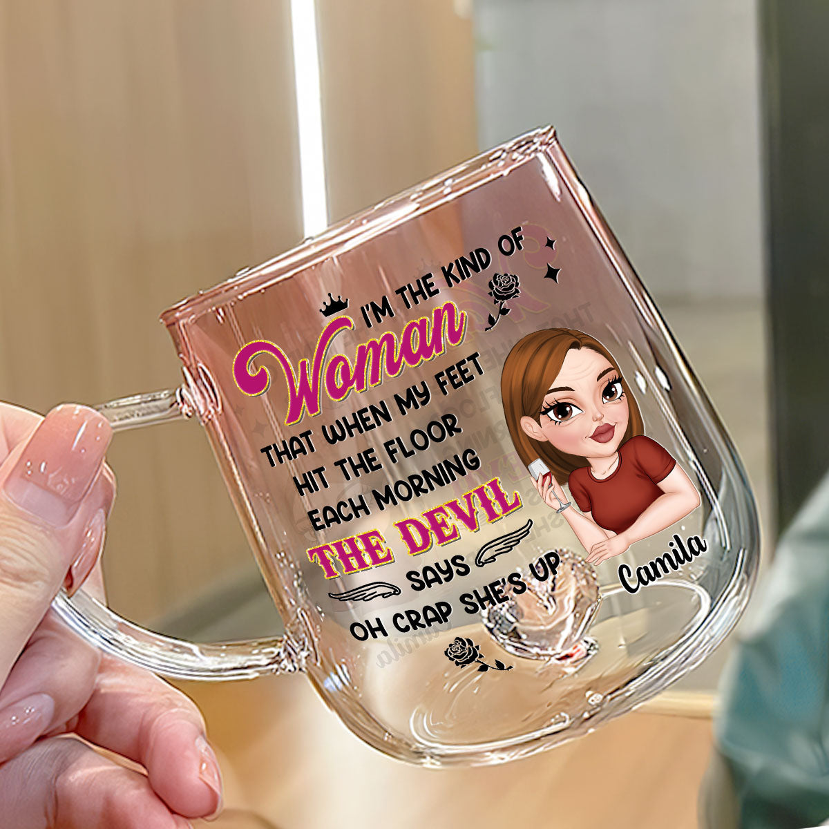 I Am The Kind Of Woman - Personalized Custom Pink Gradient Glass Mug