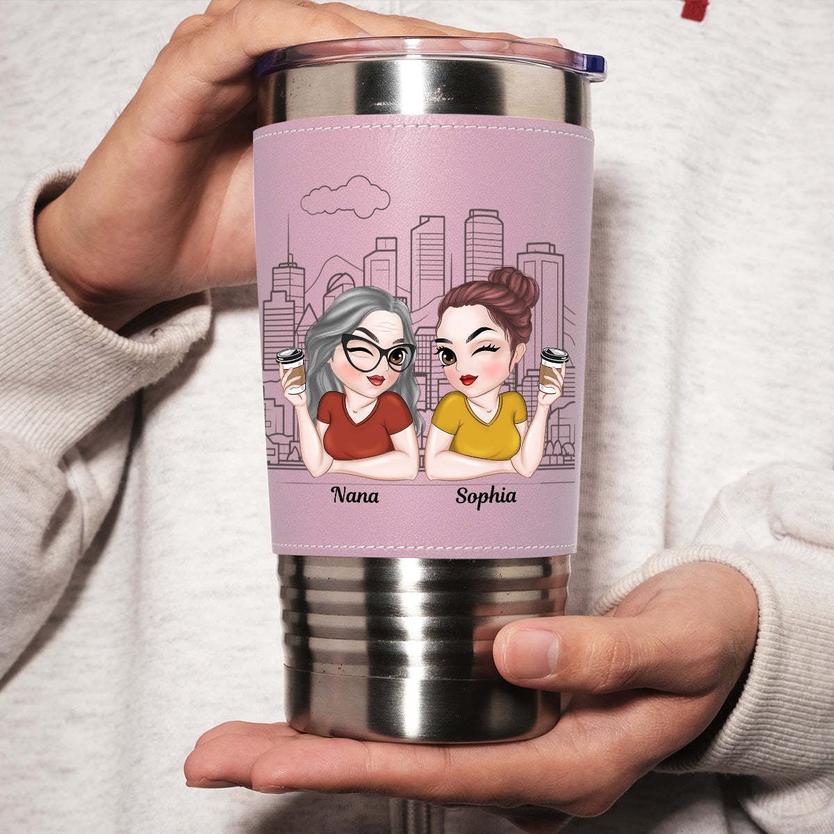 My Brave Girl - Personalized Custom Pink Leather Tumbler