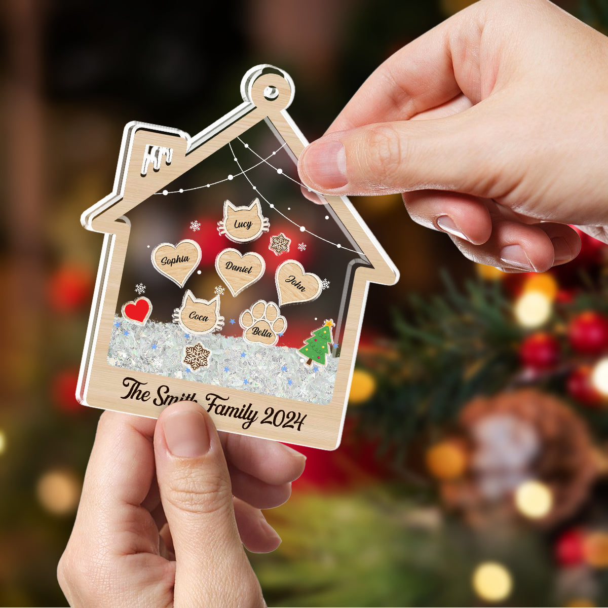 Custom Name Family - Personalized Custom Acrylic Shaker Ornament