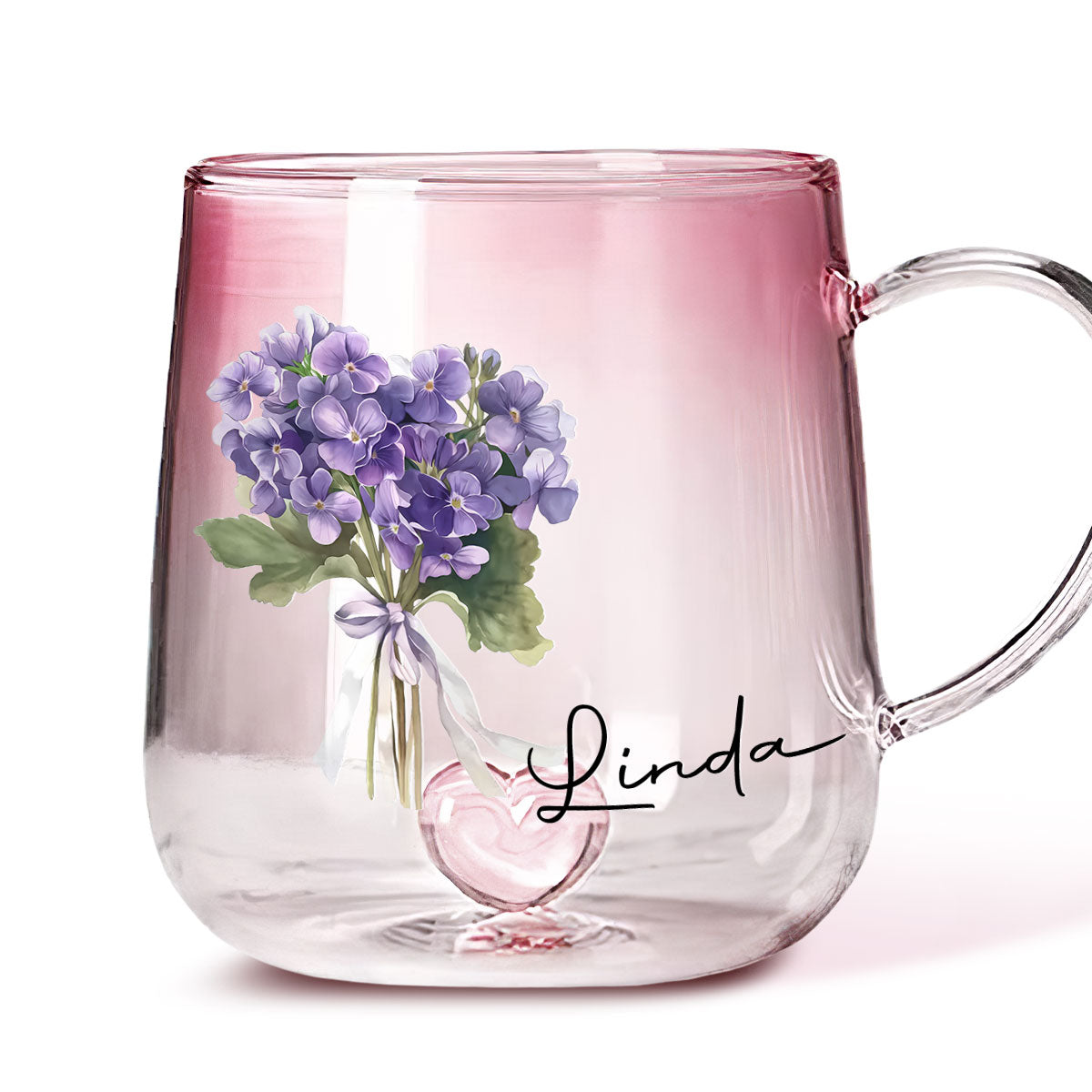 The Most Beautiful Flower Is You - Personalized Custom Pink Gradient Glass Mug