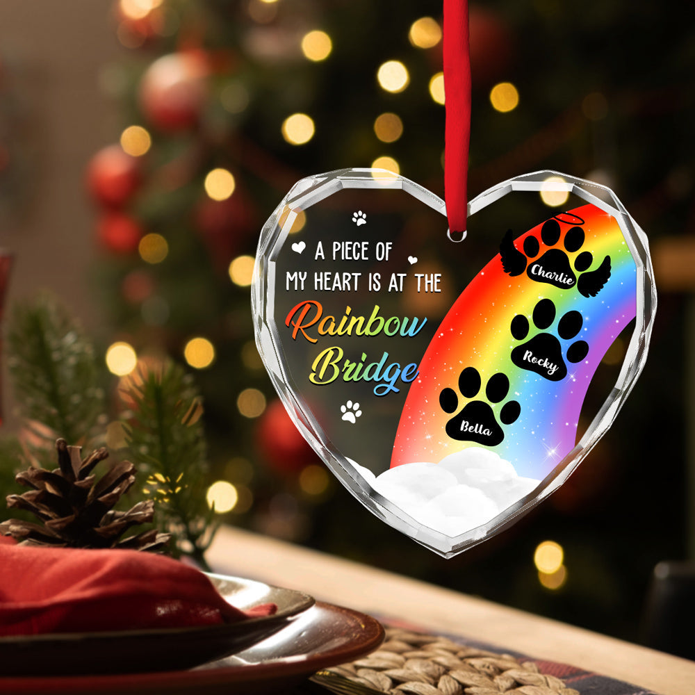 Piece Of Dog Mom Heart - Personalized Custom Glass Ornament