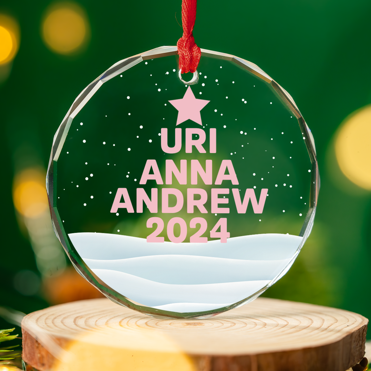 Love Family - Personalized Custom Glass Ornament