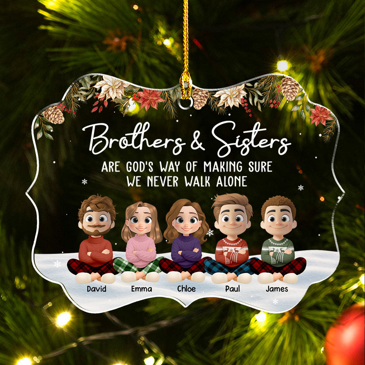 Together Always Brothers and Sisters - Personalized Custom Acrylic Ornament
