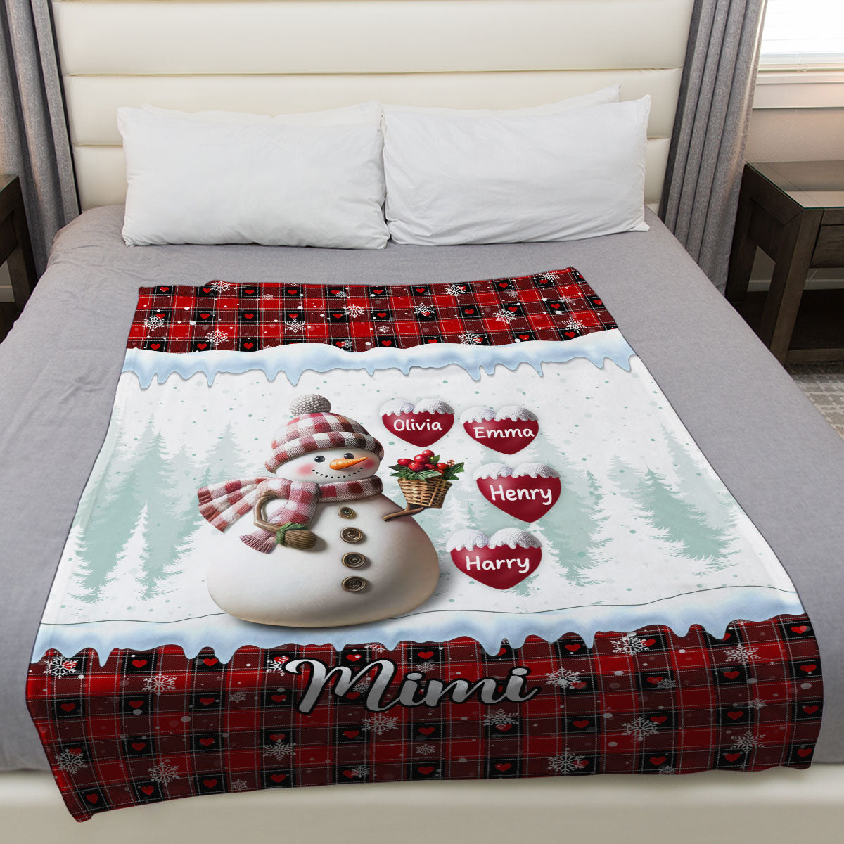 Snowman Grandma - Personalized Custom Fleece Blanket