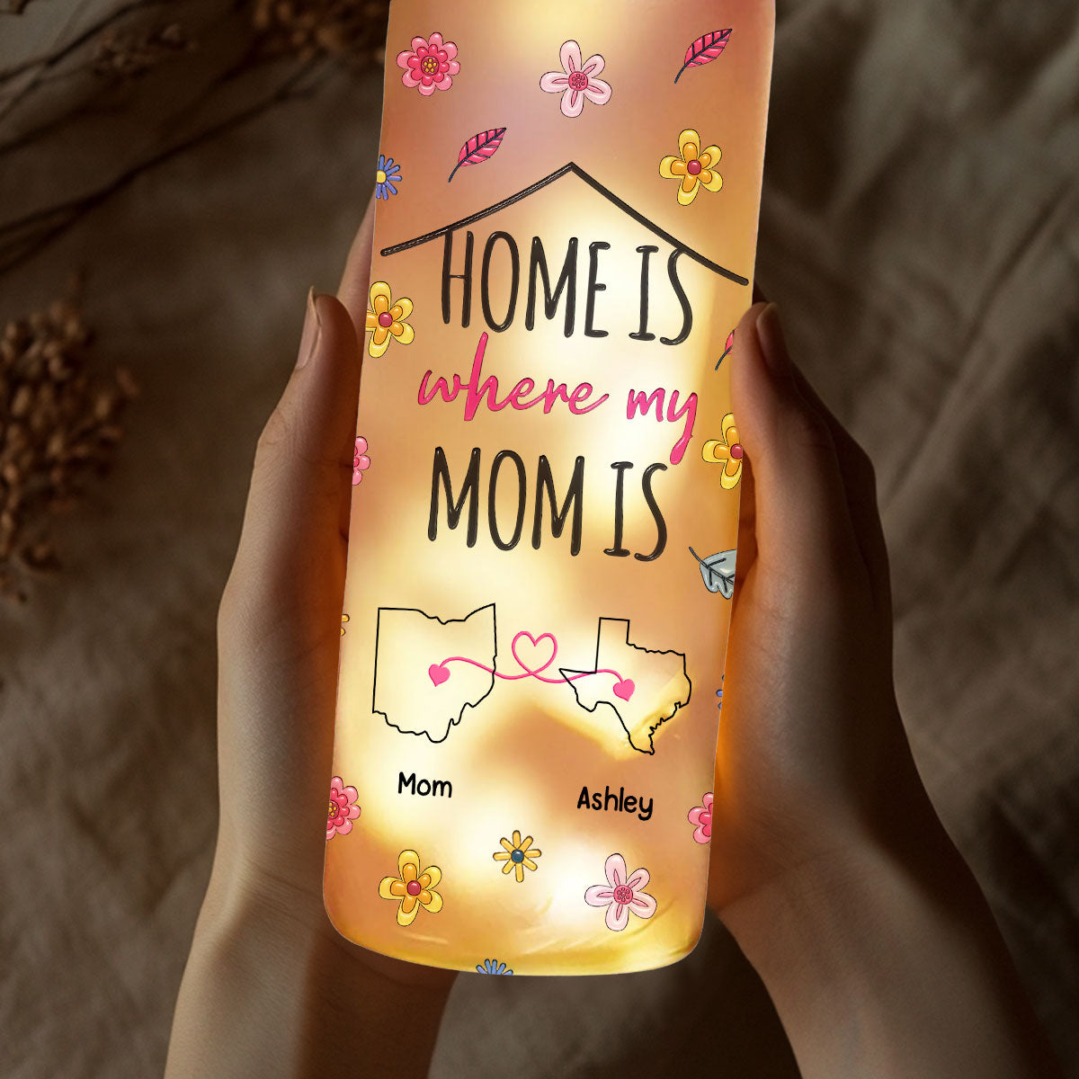 Home Is Where My Mom Is - Personalized Custom 3D Inflated Effect Bottle Lamp