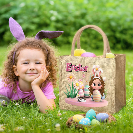 Easter Day For Kid - Personalized Custom Jute Tote Bag