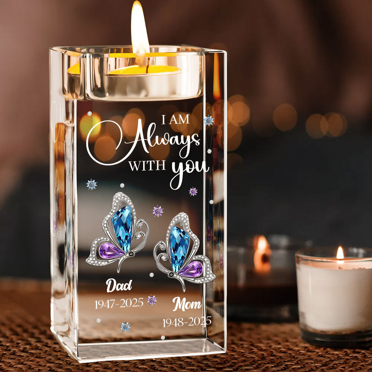 I Am Always With You - Personalized Custom Crystal Candle Holder