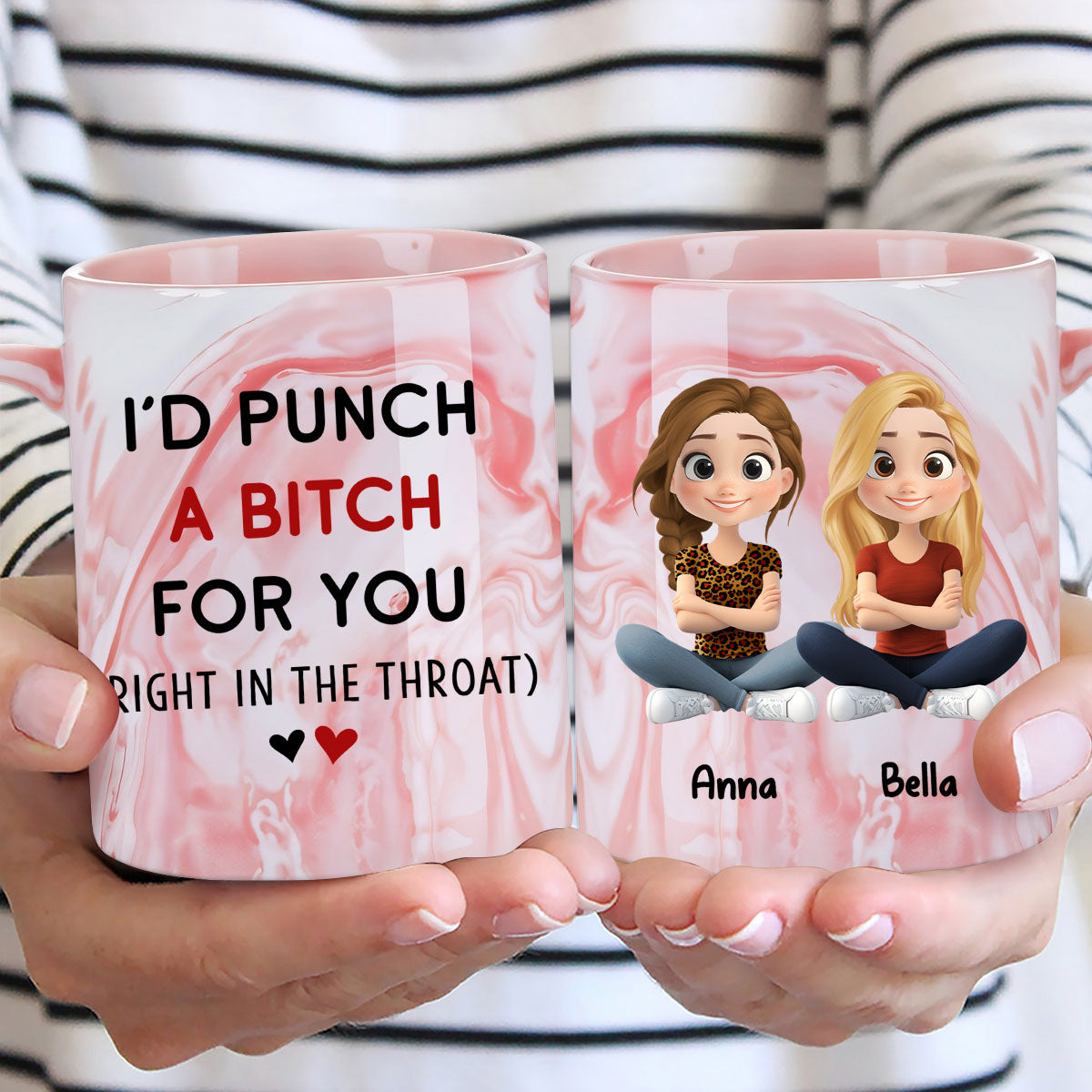 Lovely Besties - Personalized Custom Pink Marble Mug