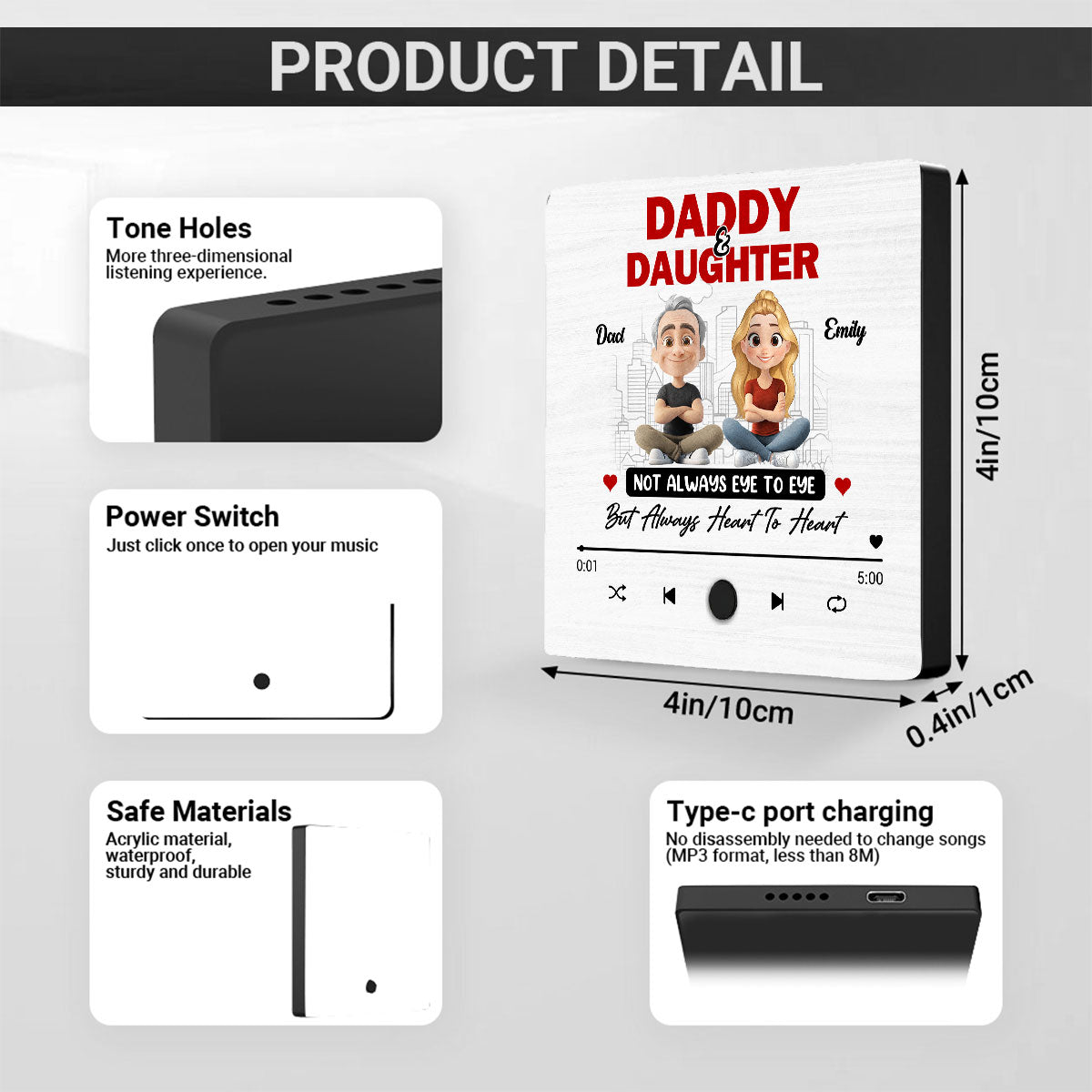 Dad and Daughter Always Connect - Personalized Custom Music Fridge Magnet