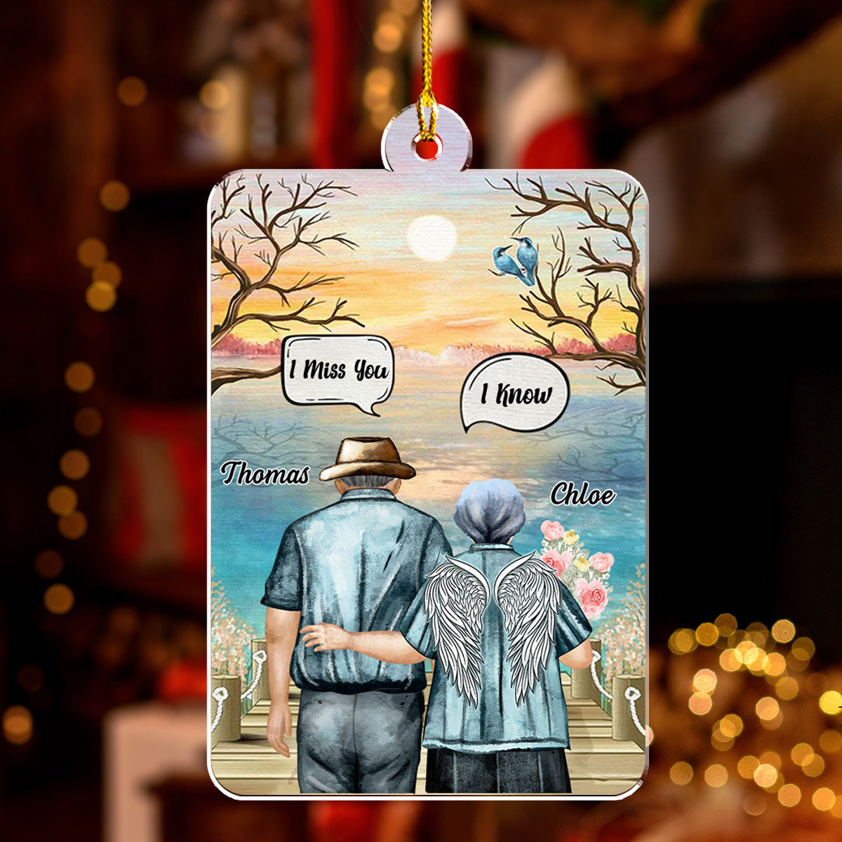 I Miss You Old Couple - Personalized Custom Acrylic Ornament