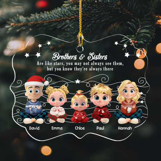 Siblings Are Stars Of Life - Personalized Custom Acrylic Ornament