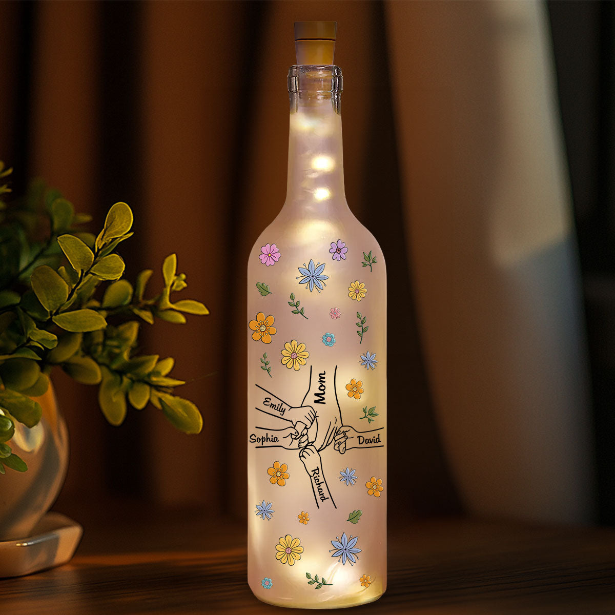 Mom Hold Our Hands - Personalized Custom Bottle Lamp