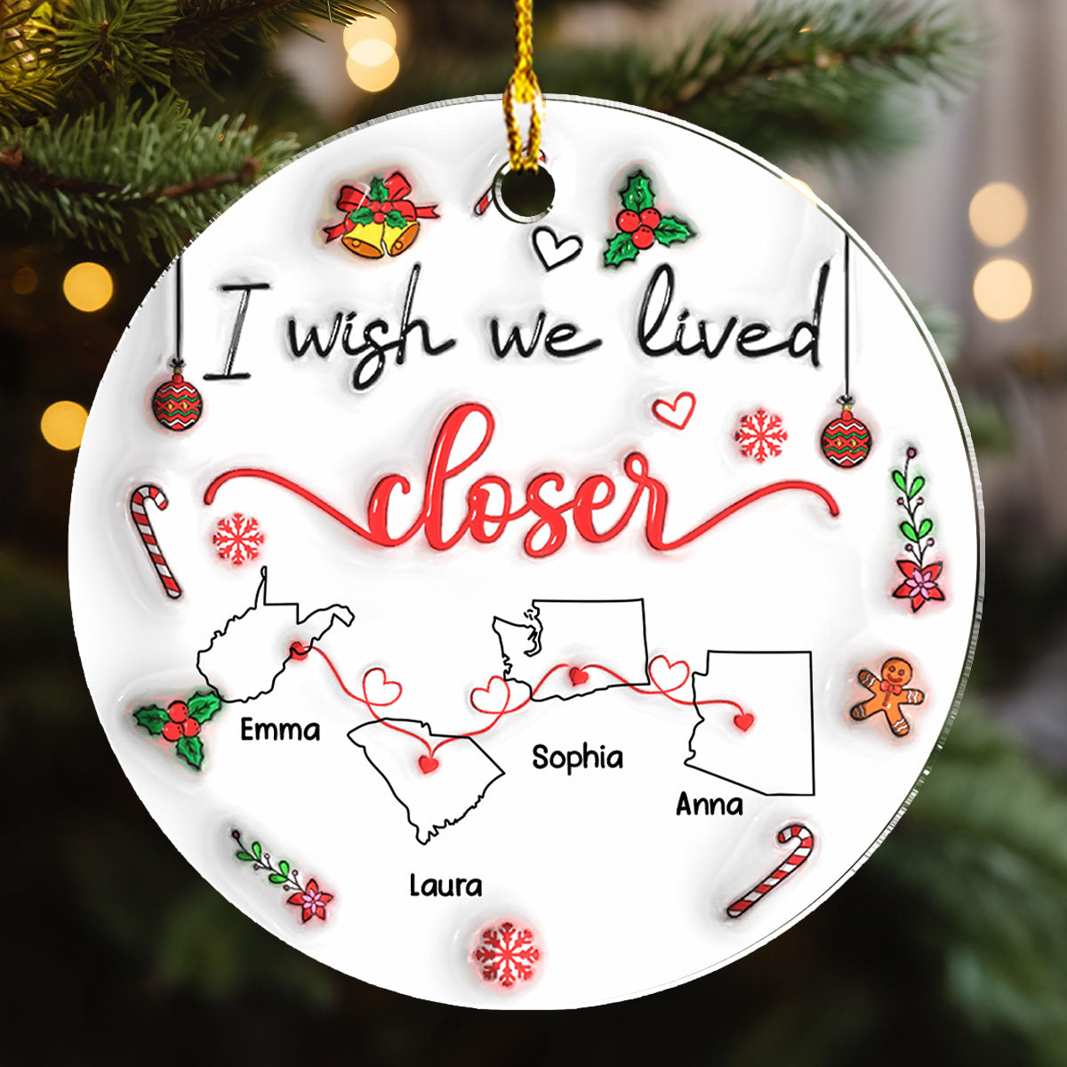 Besties Are Always Close At Heart - Personalized Custom 3D Inflated Effect Acrylic Ornament
