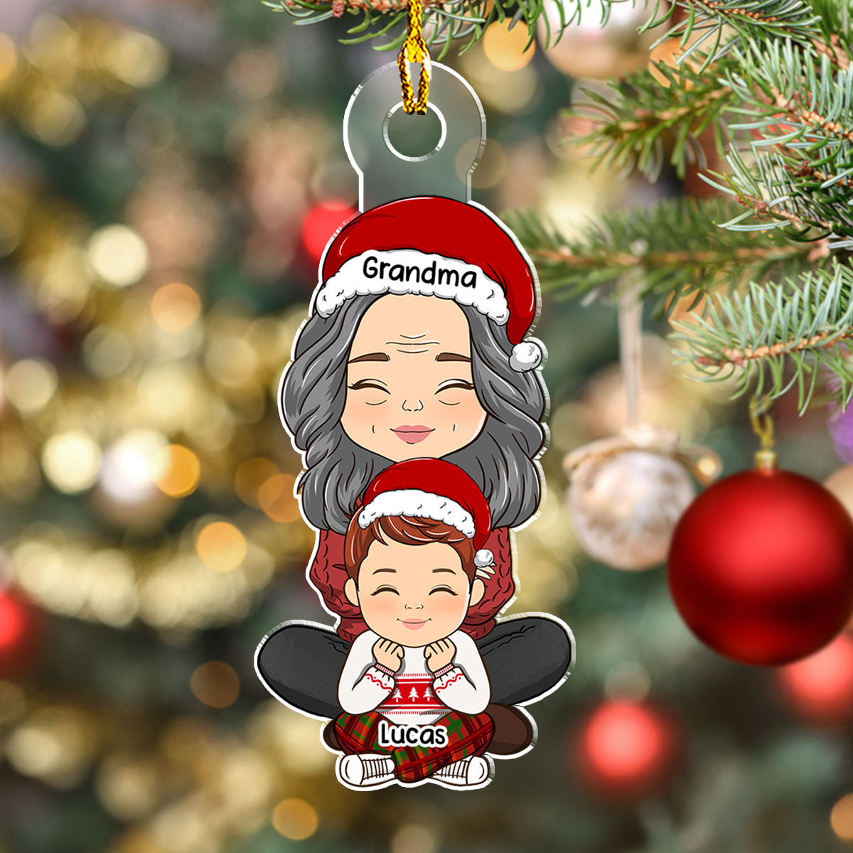 Grandma & Grandkid Christmas Gift For Granddaughter Grandson - Personalized Custom Acrylic Ornament